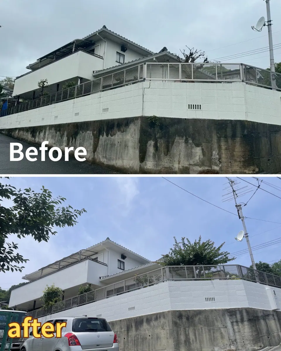 I様邸 外壁塗装・外塀塗装工事(岡山県岡山市) Before and After