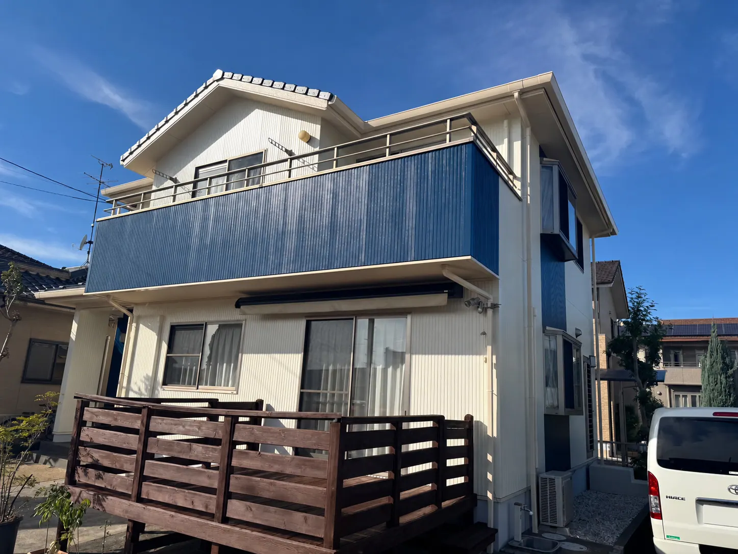 N様邸 外壁塗装・シーリング打ち替え工事(岡山県岡山市南区) After 外観・ウッドデッキ